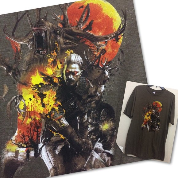 Witcher 3 Monster Slayer Graphic T-shirt Mens - Picture 1 of 8